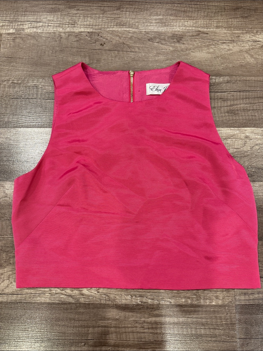 Eliza J Bright Pink Sleeveless Crop Top with Back Zip
